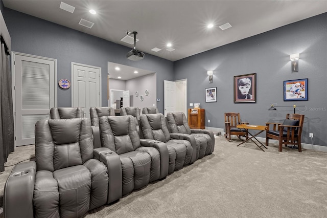 5902 Audubon Manor Blvd, Lithia, FL 33547 - home theater with recessed lighting, light colored carpet, and baseboards