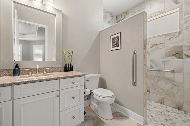 5902 Audubon Manor Blvd, Lithia, FL 33547 - bathroom with vanity, walk in shower, toilet, and baseboards