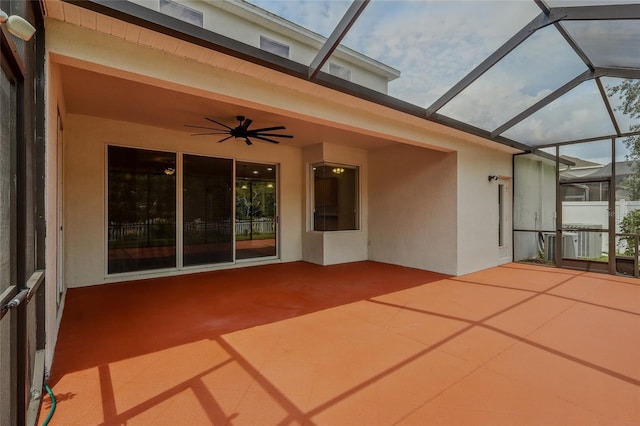 11716 Summer Springs Dr, Riverview, FL 33579 - view of patio / terrace featuring ceiling fan and glass enclosure