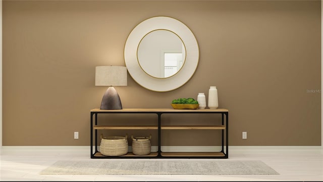 room details featuring wood finished floors and baseboards