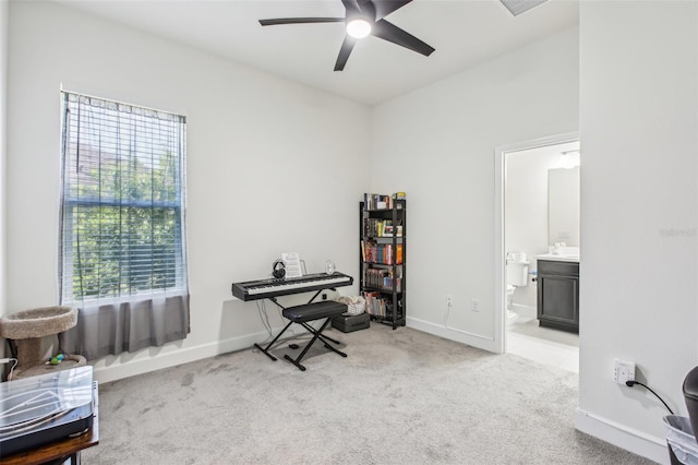 3952 Bonfire Dr, Odessa, FL 33556 - office with a ceiling fan, baseboards, and carpet