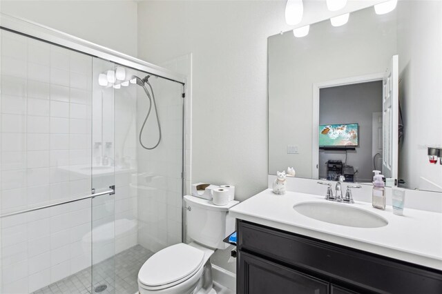 3952 Bonfire Dr, Odessa, FL 33556 - bathroom featuring vanity, toilet, and a shower stall