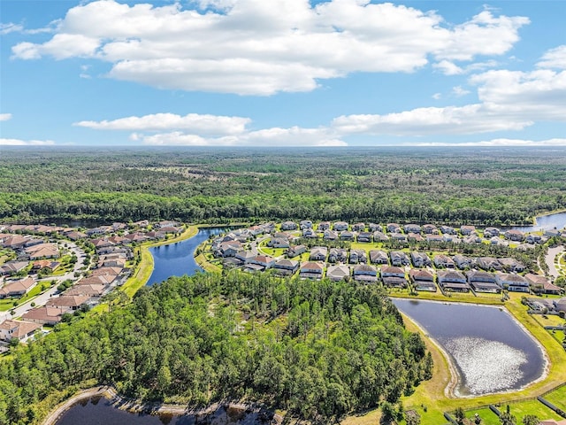 3952 Bonfire Dr, Odessa, FL 33556 - birds eye view of property with a water view, a forest view, and a residential view