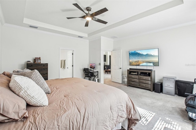 3952 Bonfire Dr, Odessa, FL 33556 - bedroom featuring a tray ceiling, carpet, and visible vents