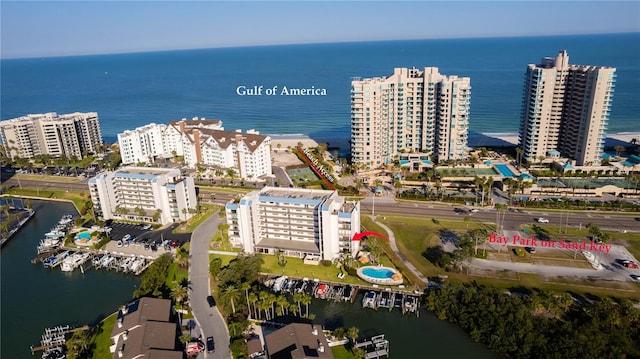 1581 Gulf Blvd Unit 301N, Clearwater Beach, FL 33767 - aerial view featuring a city view and a water view