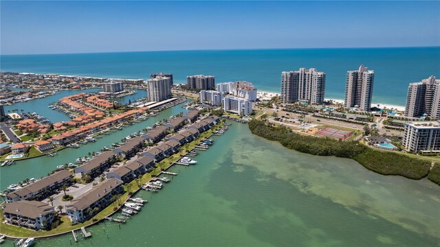 1581 Gulf Blvd Unit 301N, Clearwater Beach, FL 33767 - drone / aerial view featuring a view of city and a water view