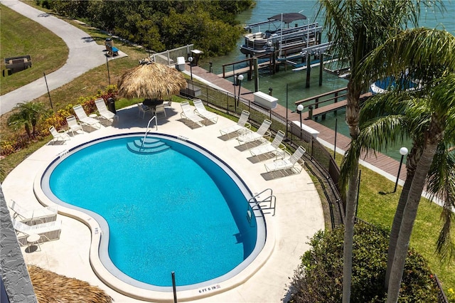 1581 Gulf Blvd Unit 301N, Clearwater Beach, FL 33767 - pool featuring fence, boat lift, and a patio