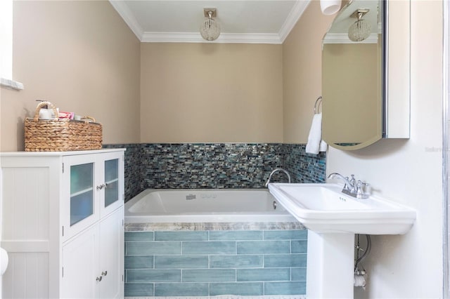 11210 Wheeling Dr, Tampa, FL 33625 - bathroom with crown molding and a garden tub