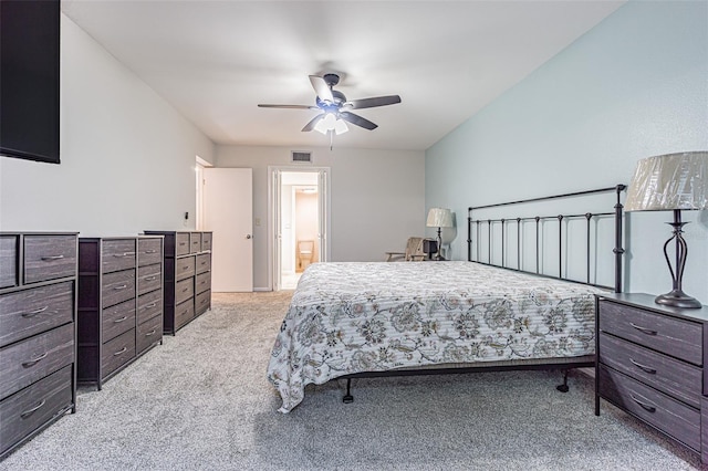 4137 Northmeadow Cir, Tampa, FL 33618 - bedroom with visible vents, light colored carpet, and ceiling fan