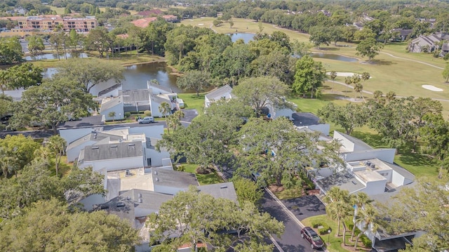 4137 Northmeadow Cir, Tampa, FL 33618 - bird's eye view featuring view of golf course, a water view, and a residential view