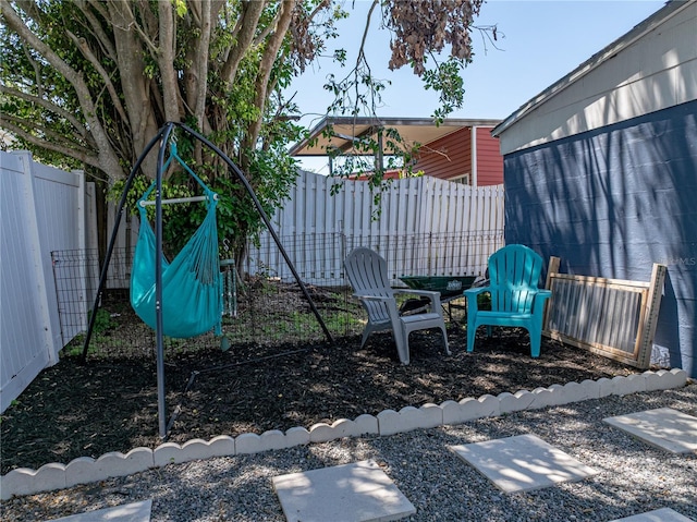 view of yard featuring a fenced backyard