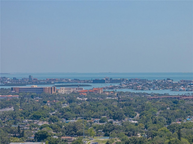 aerial view with a view of city and a water view