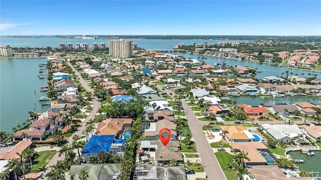 6129 Leeland St S, Saint Petersburg, FL 33715 - bird's eye view with a water view and a residential view