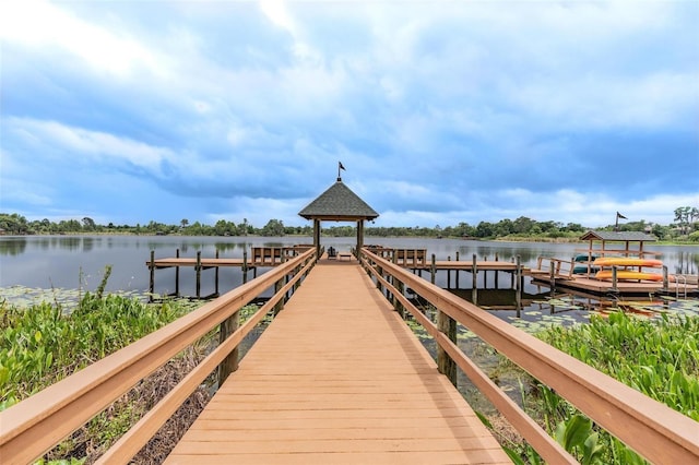 7815 Blue Spring Dr, Land O Lakes, FL 34637 - view of dock with a gazebo and a water view