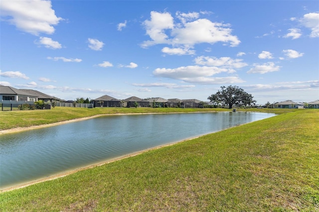 view of water feature with a residential view
