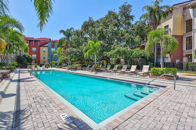 pool featuring a patio area