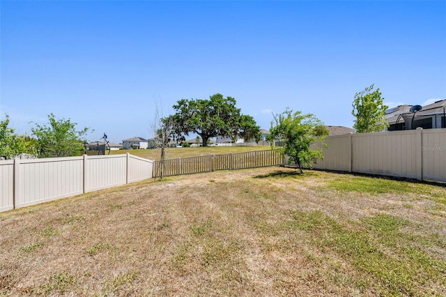 view of yard with a fenced backyard