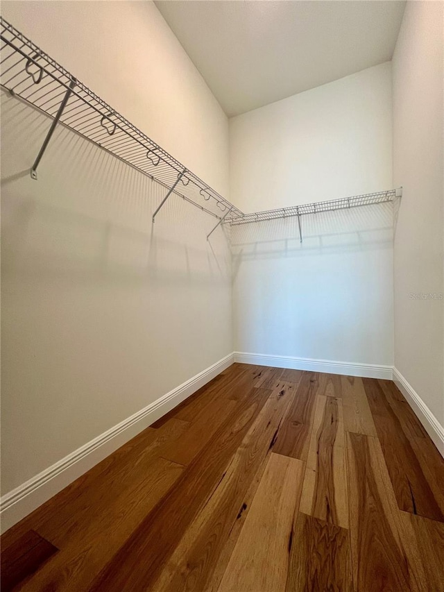 spacious closet with wood finished floors