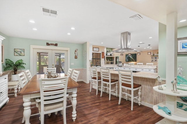 1004 Hollyberry Ct, Brandon, FL 33511 - dining room with french doors, dark wood finished floors, and recessed lighting