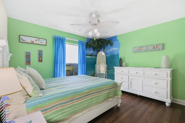 1004 Hollyberry Ct, Brandon, FL 33511 - bedroom with dark wood finished floors, ceiling fan, and baseboards