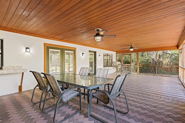 1004 Hollyberry Ct, Brandon, FL 33511 - view of patio with french doors, outdoor dining area, and ceiling fan