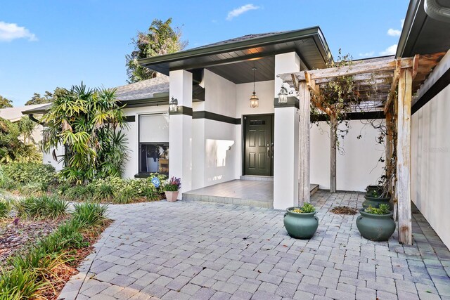 1004 Hollyberry Ct, Brandon, FL 33511 - property entrance featuring stucco siding and a patio