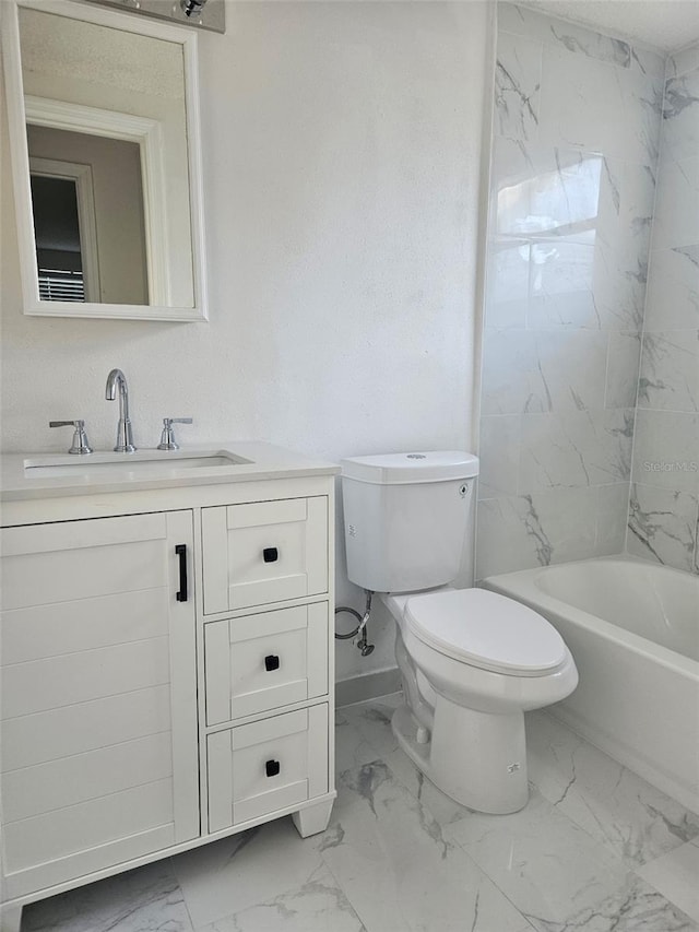 6241 Westport Dr, Port Richey, FL 34668 - full bath with baseboards, marble finish floor, vanity, and toilet