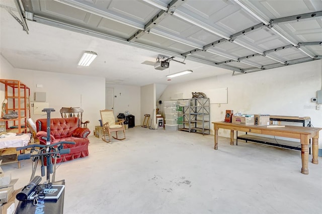 garage with a garage door opener