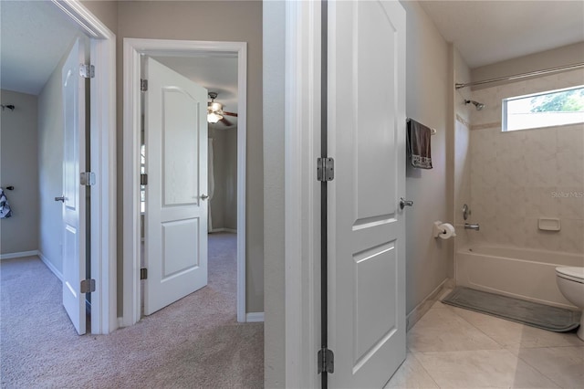 11102 Avery Oaks Dr, Tampa, FL 33625 - full bath with a ceiling fan, baseboards, bathtub / shower combination, and toilet