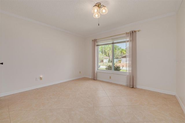 1144 Lanyard St, Palm Harbor, FL 34685 - unfurnished room with baseboards, ornamental molding, light tile patterned flooring, and a textured ceiling