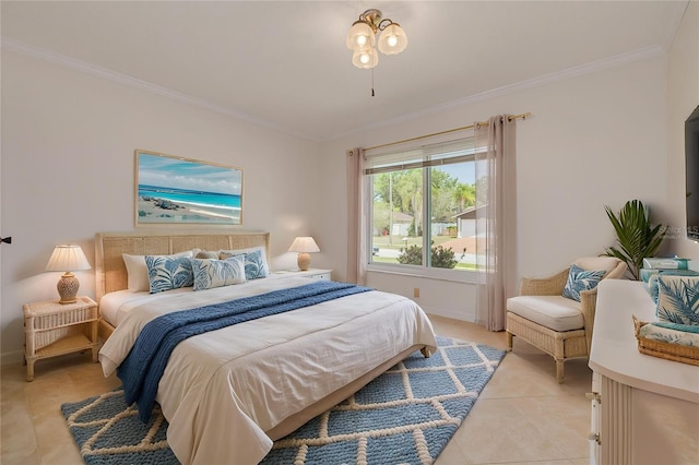 1144 Lanyard St, Palm Harbor, FL 34685 - bedroom with crown molding, baseboards, and light tile patterned floors