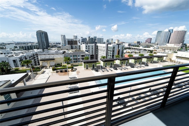 balcony featuring a view of city