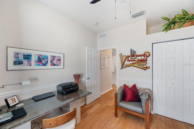 708 Sandy Hills Ave, Tarpon Springs, FL 34689 - office with light wood-style flooring and ceiling fan