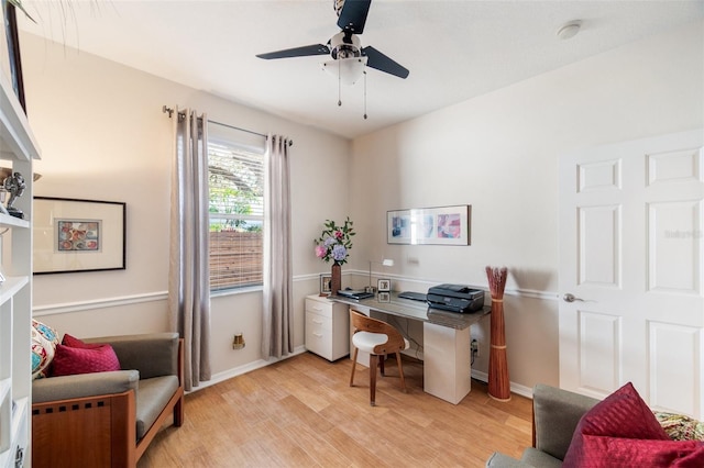 708 Sandy Hills Ave, Tarpon Springs, FL 34689 - home office featuring light wood-style flooring and ceiling fan