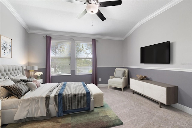 11442 Crowned Sparrow Ln, Tampa, FL 33626 - bedroom featuring baseboards, ornamental molding, and carpet floors