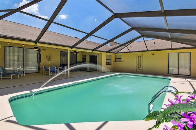 2914 Timber Knoll Dr, Valrico, FL 33596 - outdoor pool with ceiling fan, a patio, and a lanai