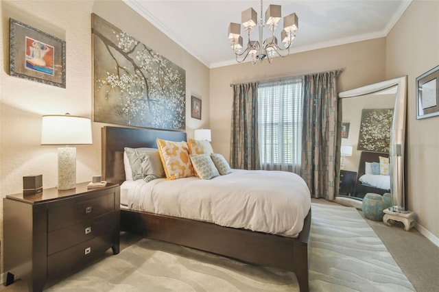 504 S Armenia Ave Unit 1338, Tampa, FL 33609 - bedroom with a chandelier, access to outside, ornamental molding, light carpet, and baseboards