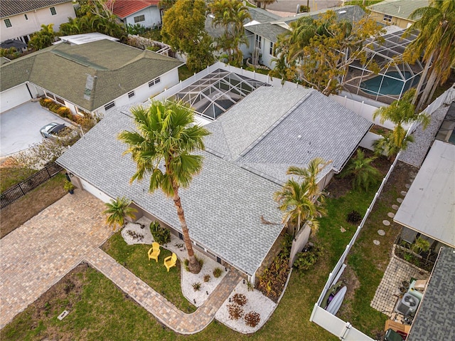 aerial view with a residential view