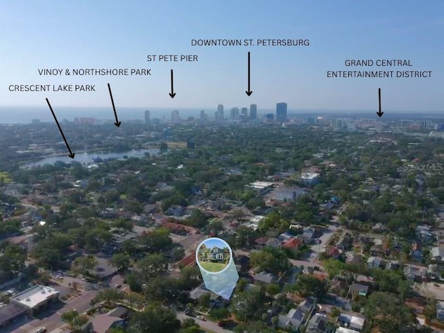 aerial view with a city view