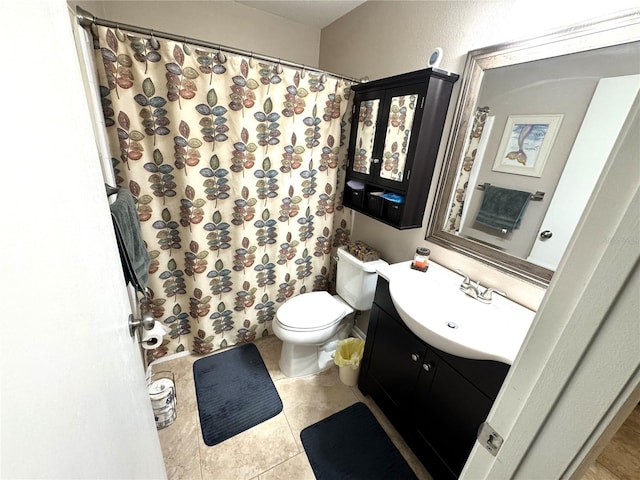13924 Pathfinder Dr, Tampa, FL 33625 - full bath with a shower with curtain, toilet, vanity, and tile patterned floors