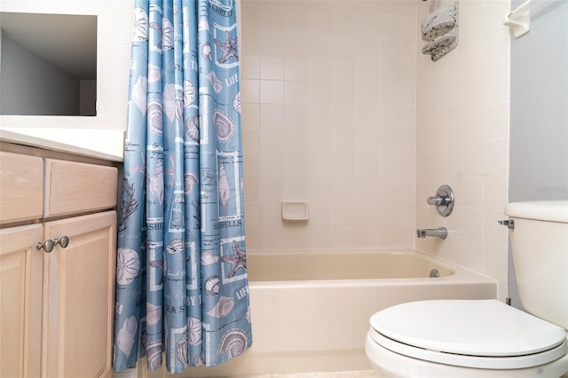 full bath featuring shower / bath combo with shower curtain and toilet