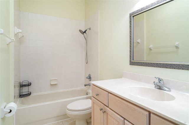 full bathroom featuring vanity, toilet, and bathtub / shower combination