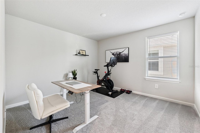 office featuring carpet floors and baseboards