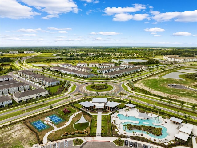 bird's eye view featuring a water view