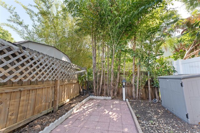 exterior space with a fenced backyard and a patio