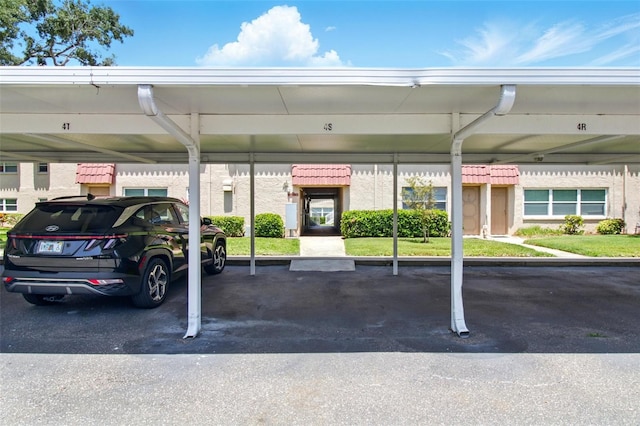 view of covered parking lot