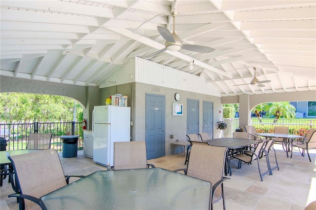 1301 Gulf Blvd Unit 107, Clearwater Beach, FL 33767 - view of patio / terrace featuring outdoor dining space and a ceiling fan