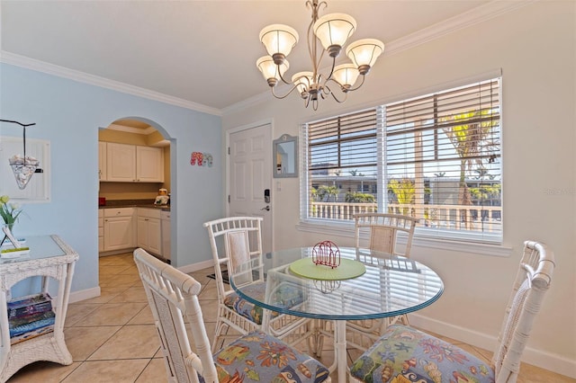 19417 Gulf Blvd Unit E217, Indian Rocks Beach, FL 33785 - dining room with arched walkways, a healthy amount of sunlight, and an inviting chandelier