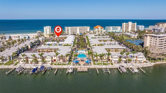 19417 Gulf Blvd Unit E217, Indian Rocks Beach, FL 33785 - bird's eye view featuring a water view