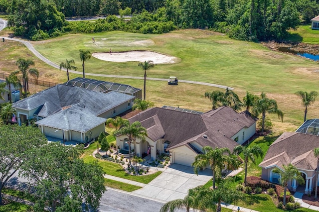aerial view featuring view of golf course